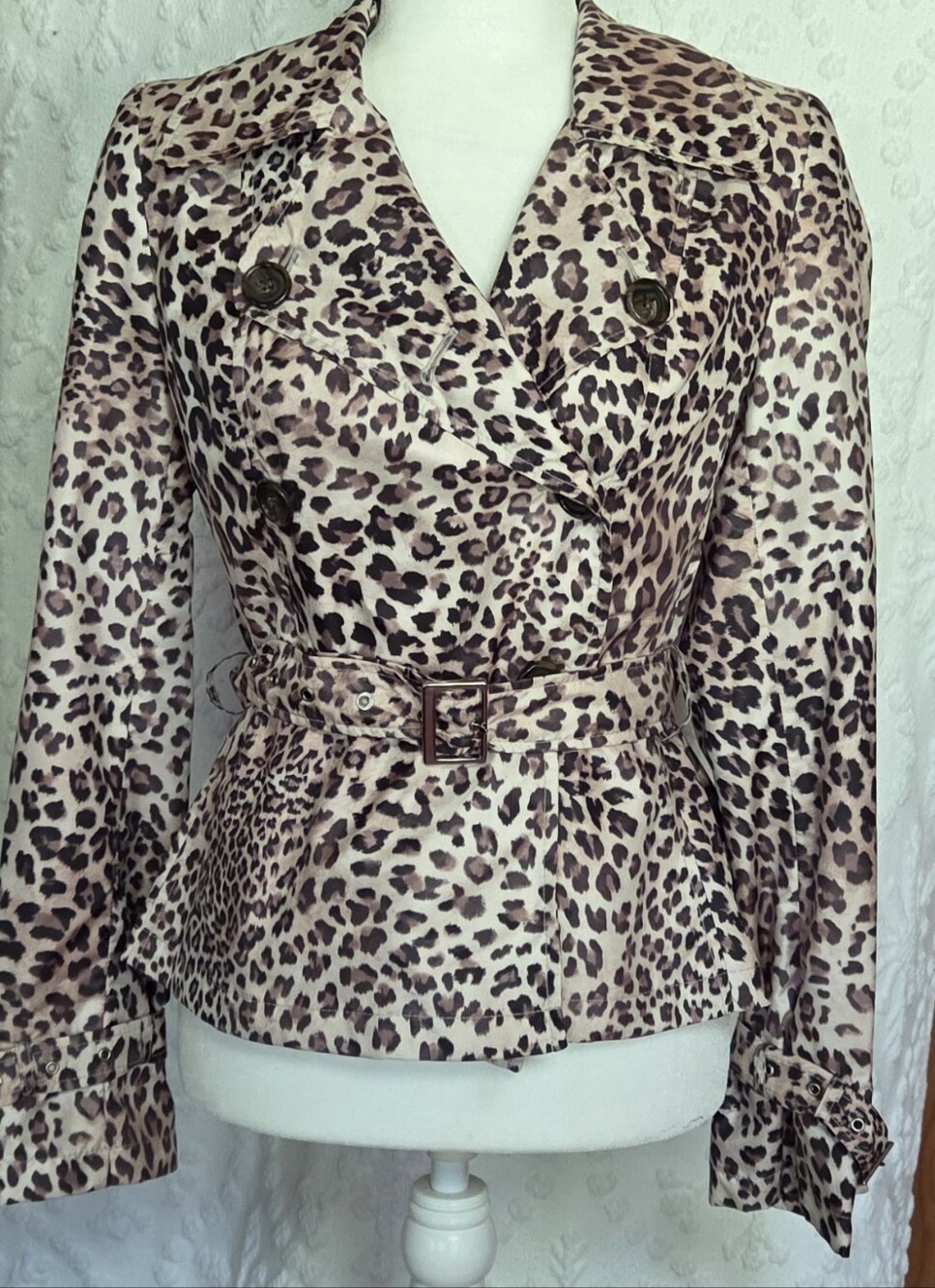 Searle Leopard Print Double-Breasted Belted Jacket - Neutral Tones